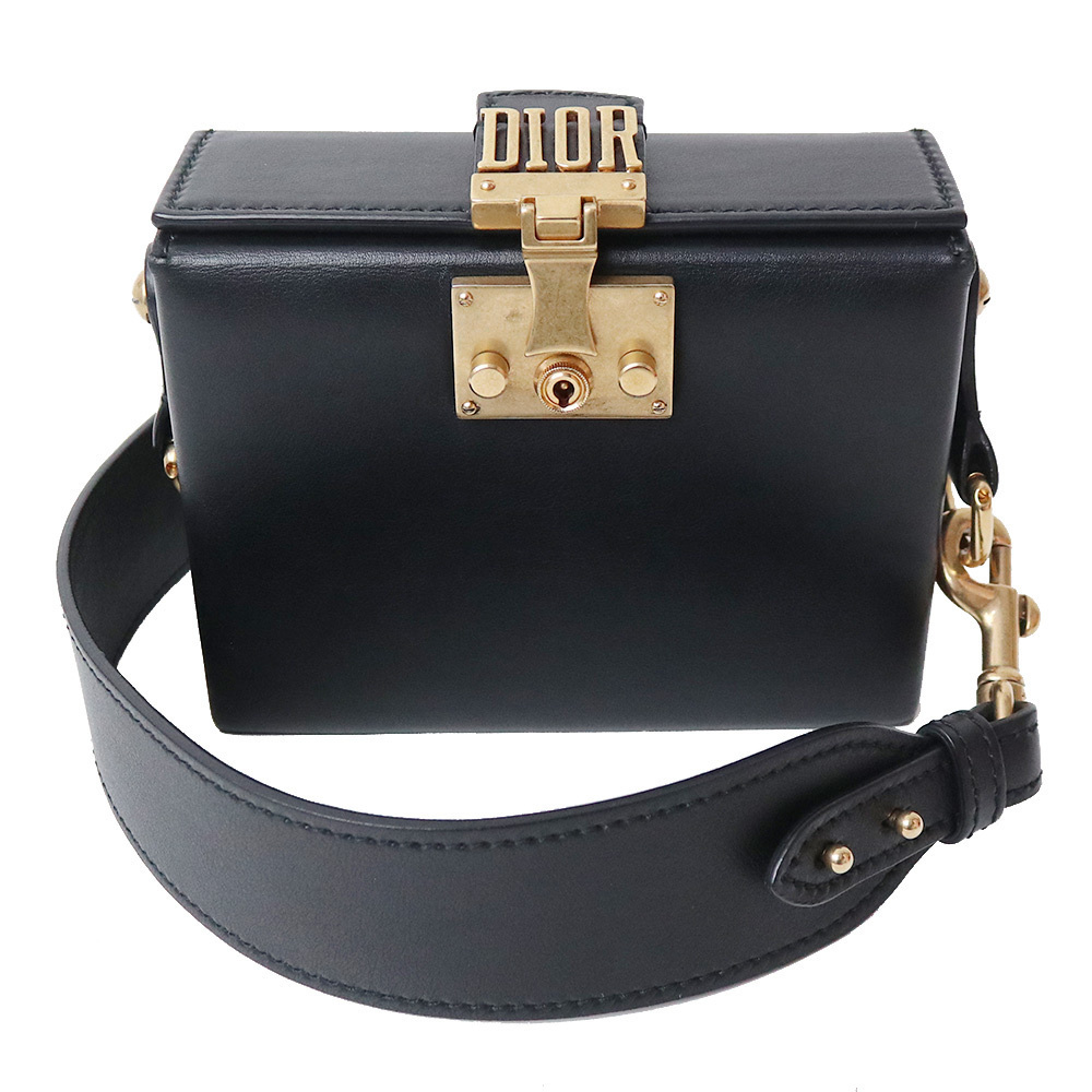 Christian Dior Addict Small Box Shoulder Bag Calfskin Black